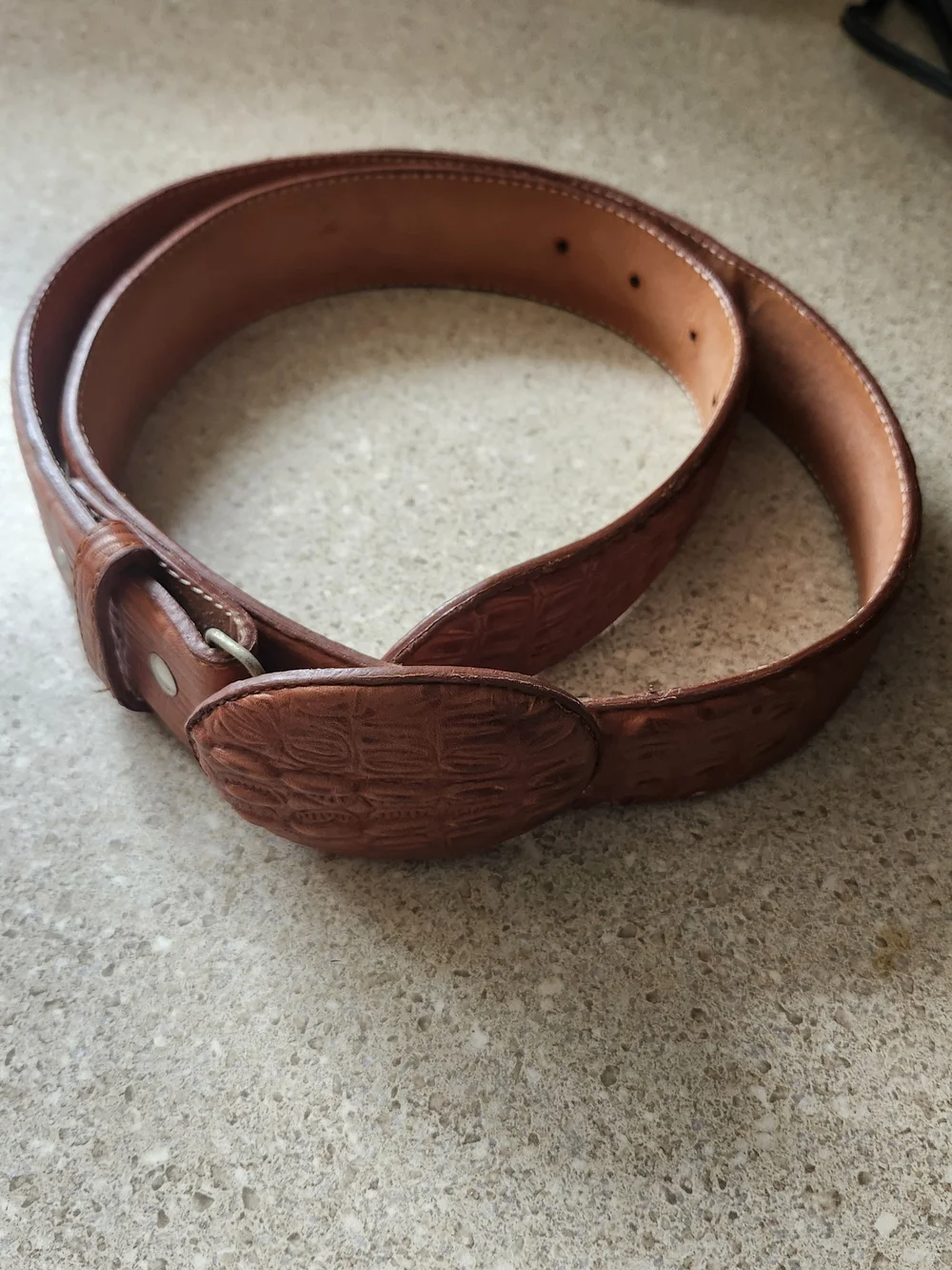 Brown Imitation Embossed Leather Men's Belt